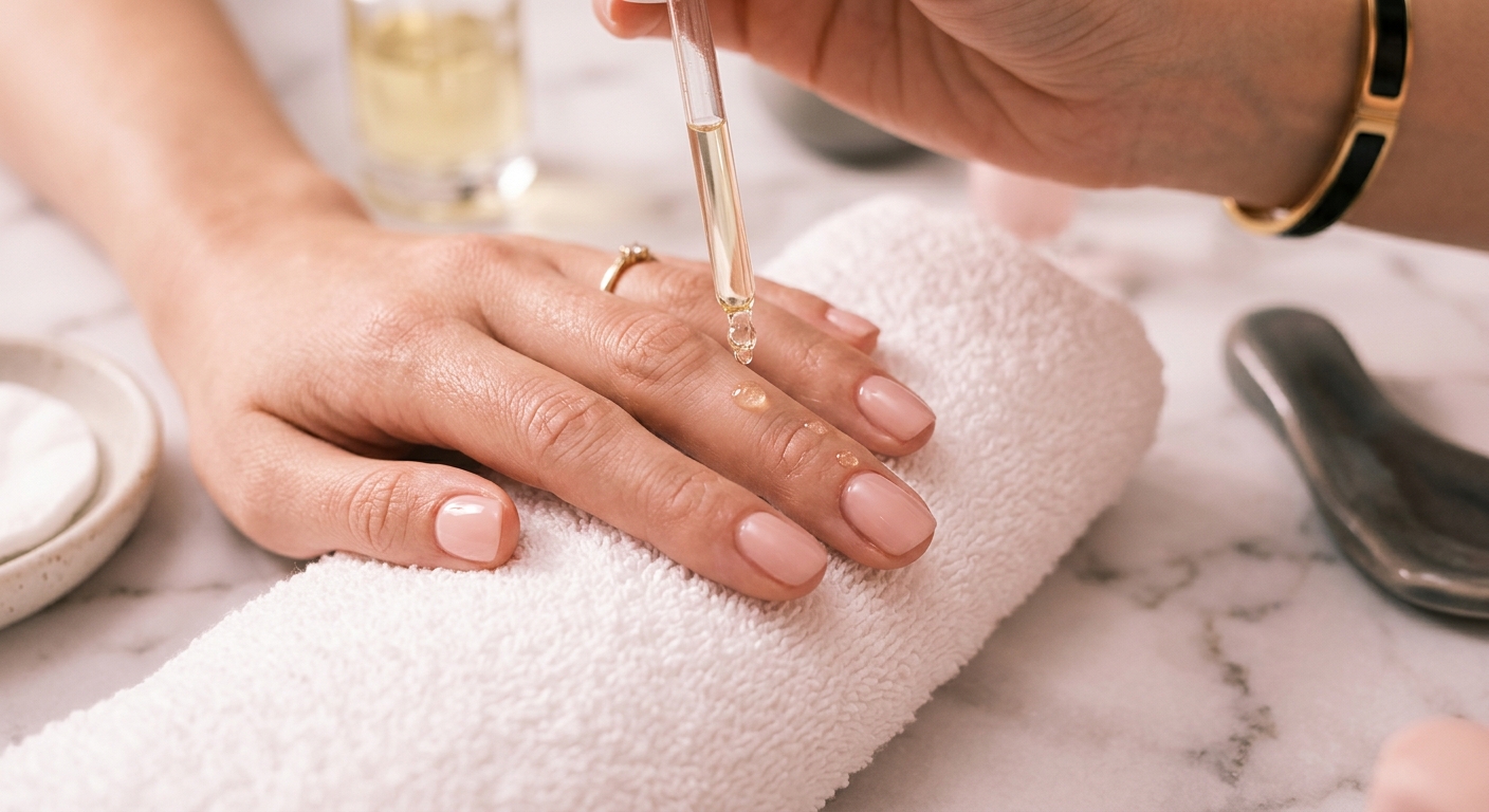 Soin des cuticules à l'huile, moment de détente
