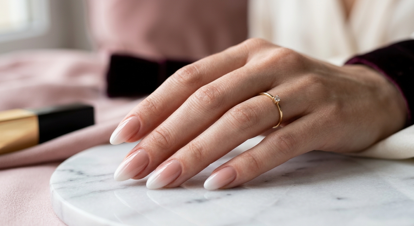 Babyboomer dégradé nude brillant