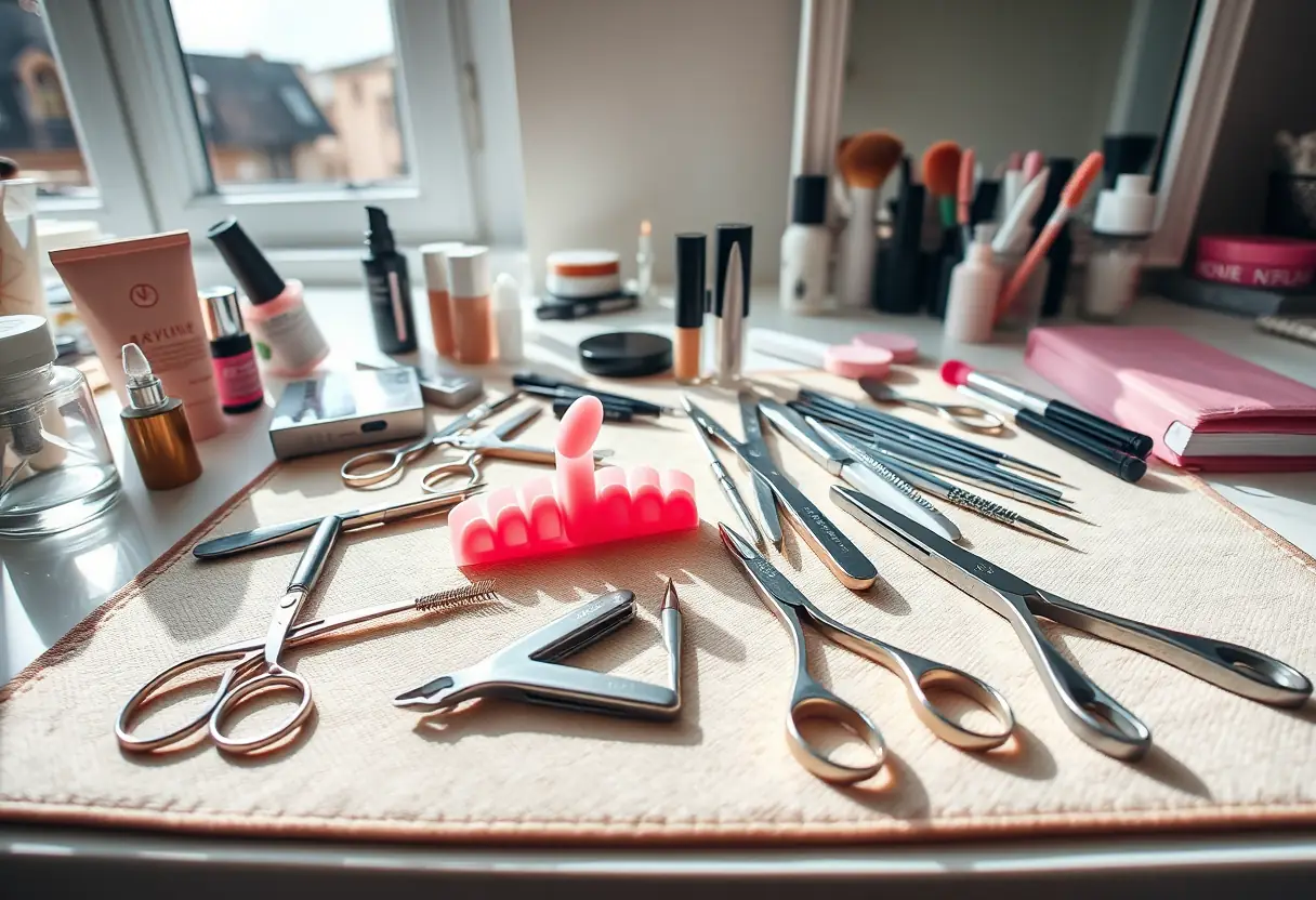 Table de vanity bien organisée avec outils de manucure, sujet de Typhaine Larbi