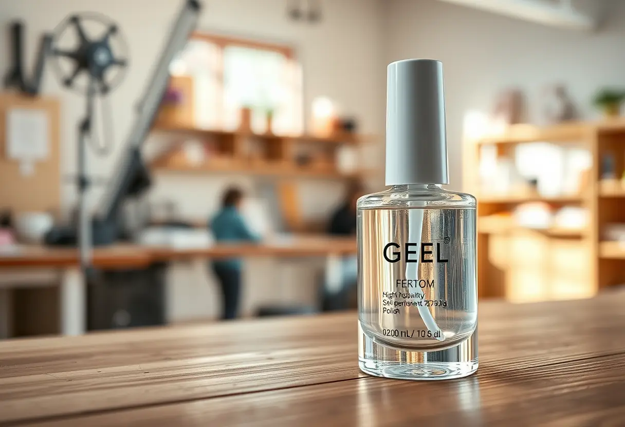 Gel à ongles de qualité posé sur une table en bois