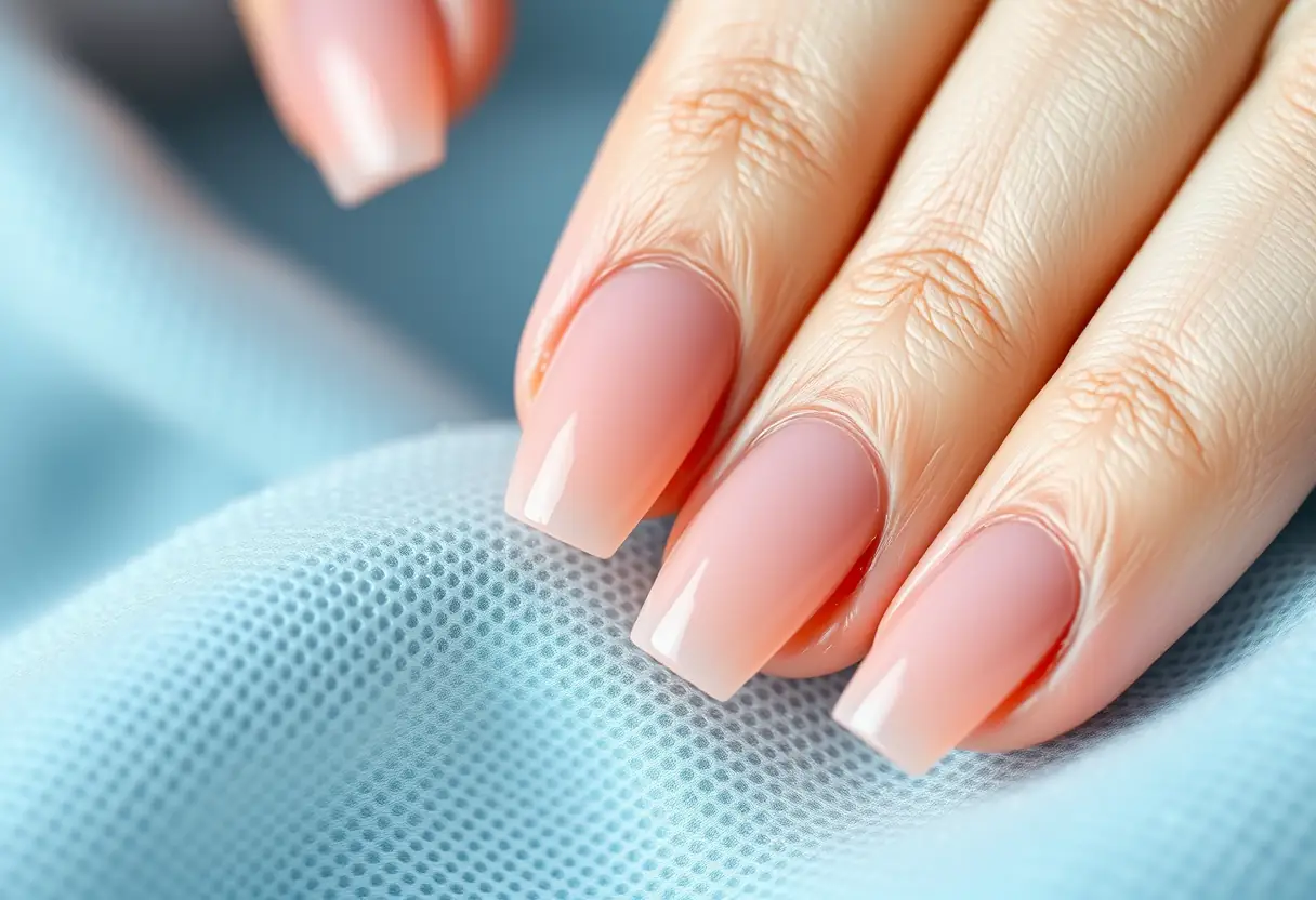 Vue rapprochée d'ongles acryliques polis et naturels, Nails Perfect