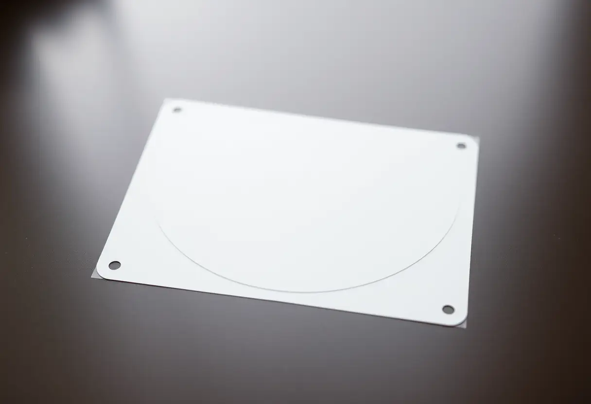 Stencil demi-lune posé sur une table, prêt à être utilisé pour la french manucure