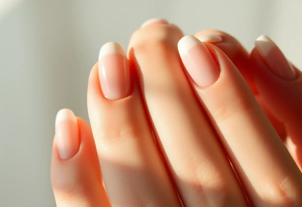 Manucure baby boomer sur ongles en forme d'amande