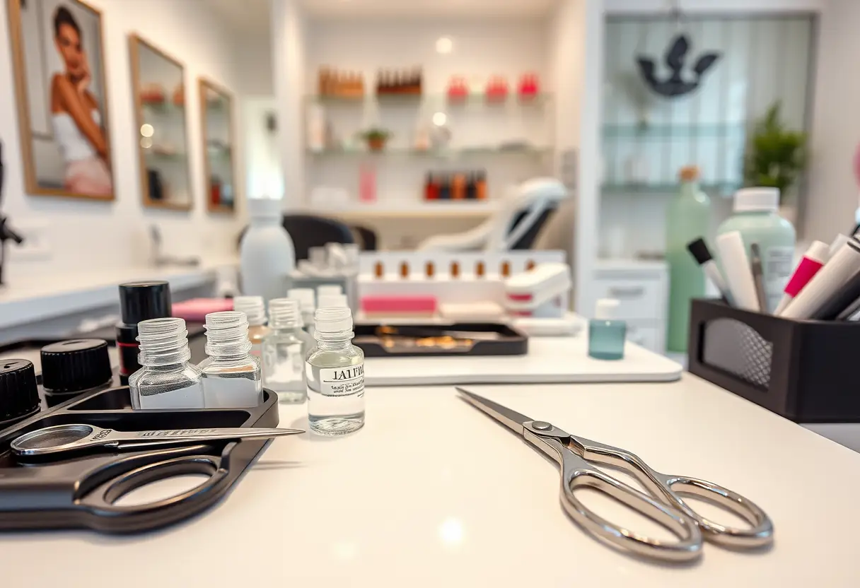 Outils de manucure dans un salon de nail art, Pont-Remy
