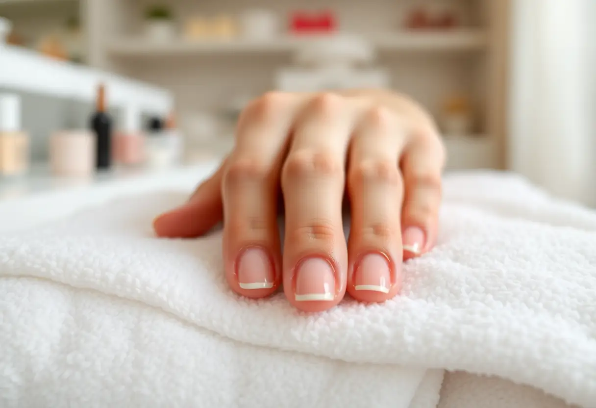 Ongles courts avec finition française subtile