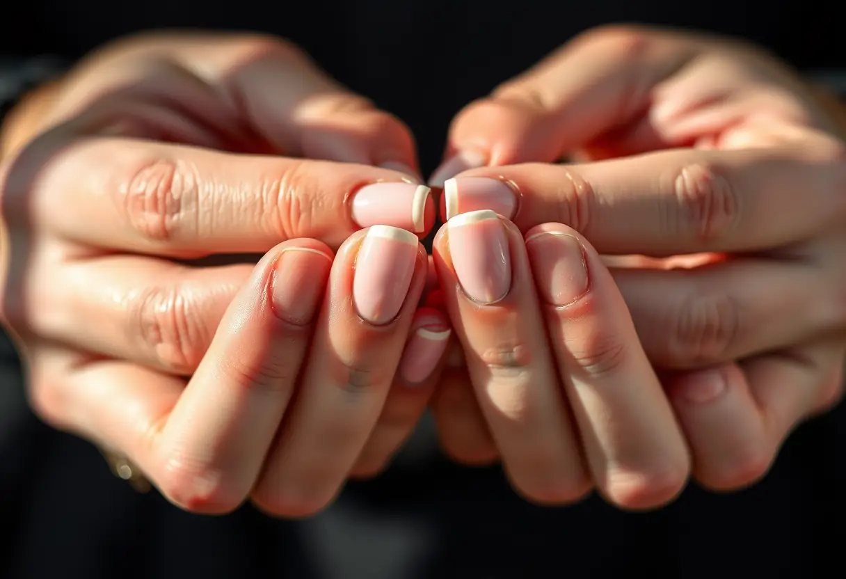 Mainucure baby boomer sur des ongles courts, pont-remy