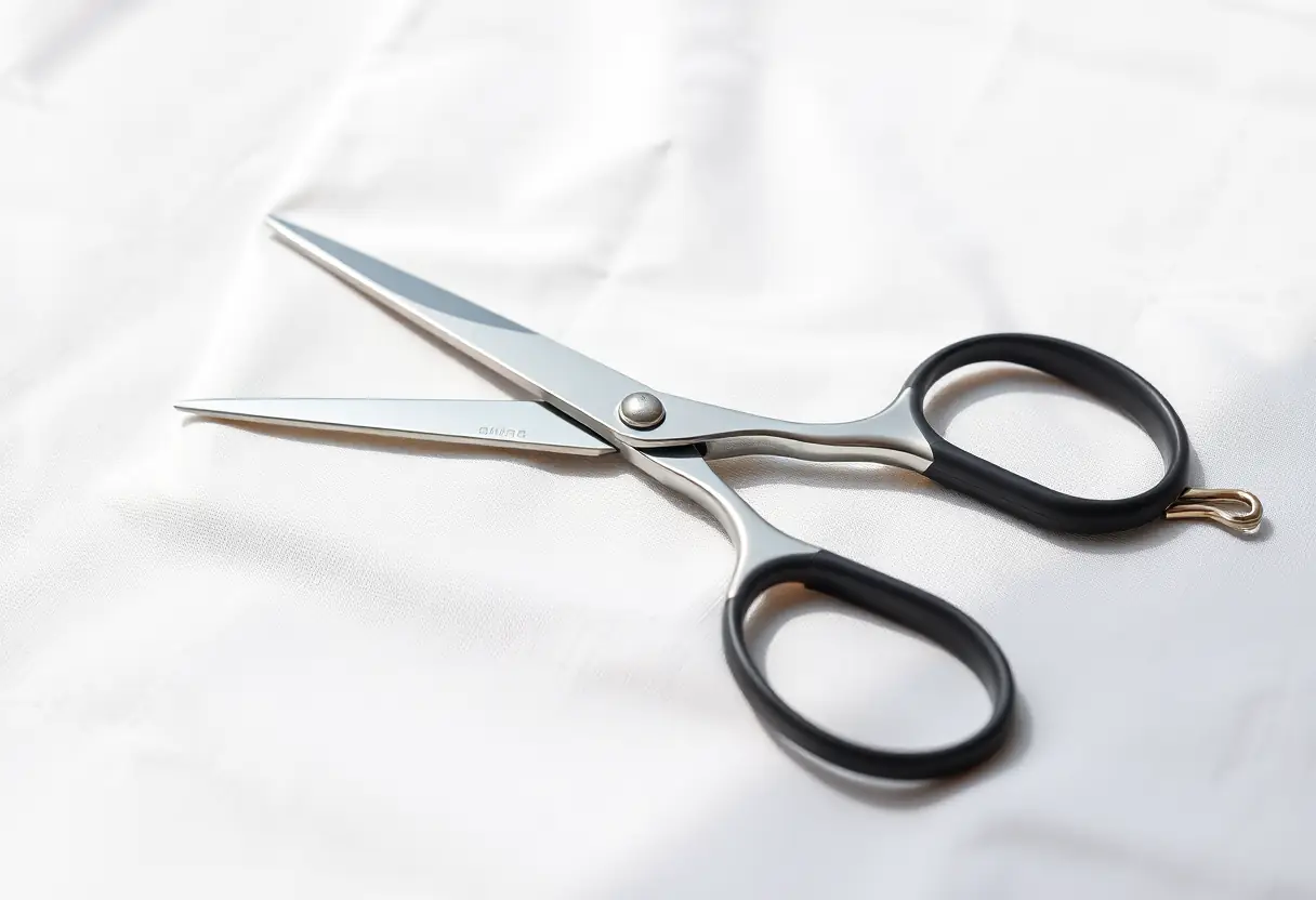 Scies à ongles sur un tissu blanc, prêtes à tailler des ongles, beauté des ongles