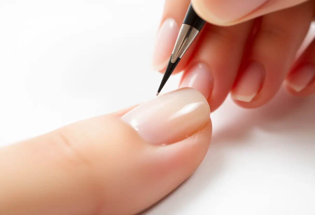 Une extension d'ongle modelée par la main d'un professionnel(le), avec une couche mince de polygel appliquée avec précision