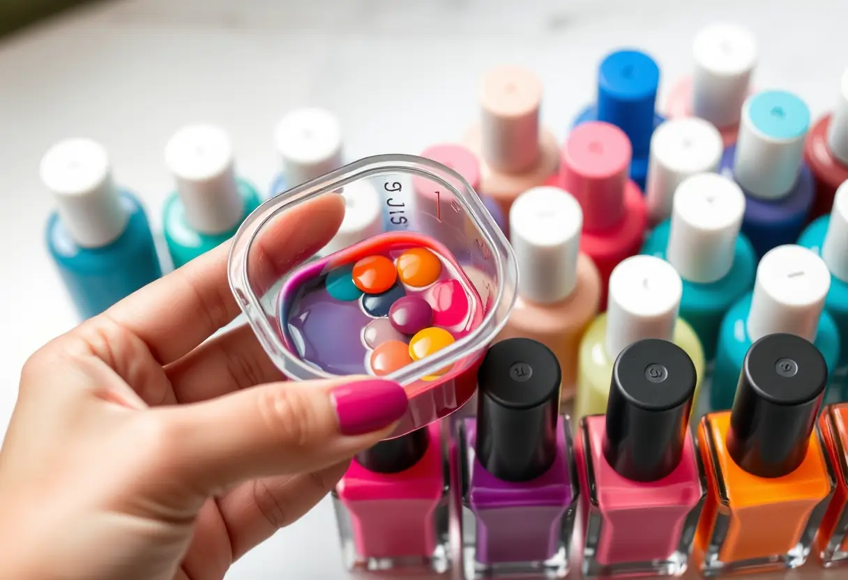 Maindor avec différentes teintes de vernis à ongles, nail art professionnel