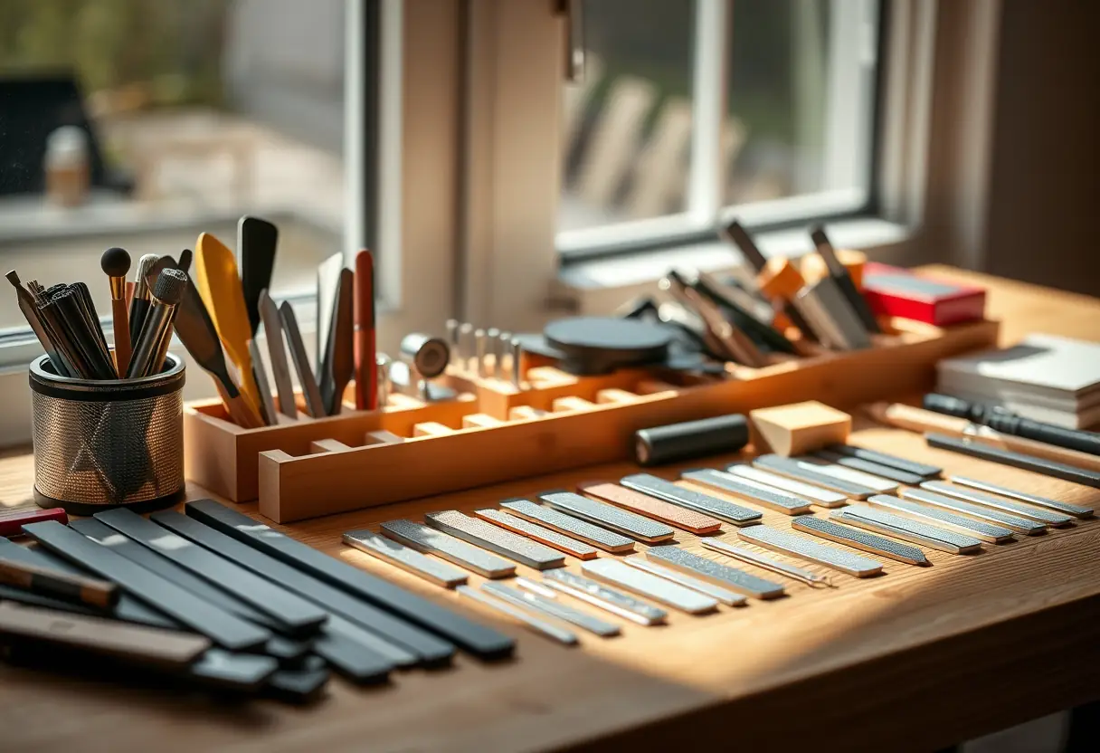 Outils de manucure rangés dans un atelier de beauté