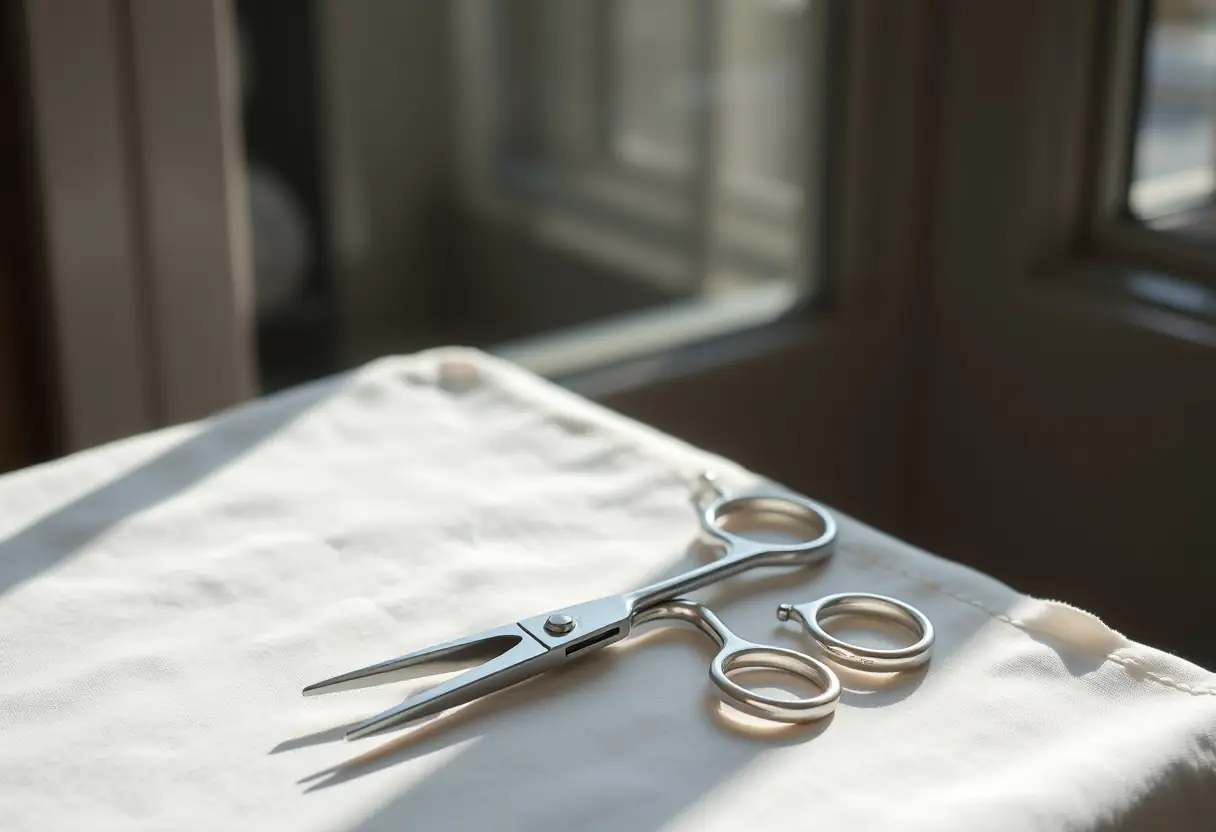 Scies à ongles sur tissu blanc, lumière naturelle
