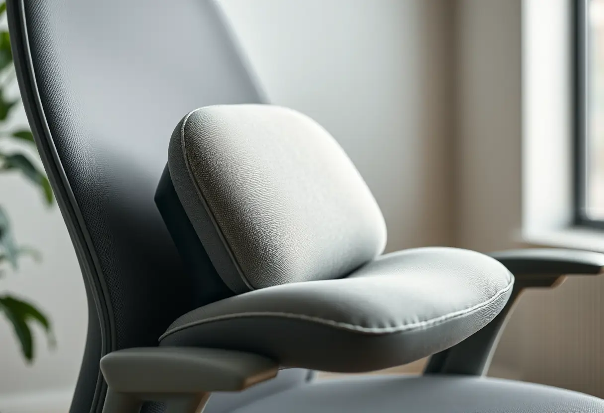 Appui-lombaire sur une chaise ergonomique dans un salon de coiffure, Pont-Remy