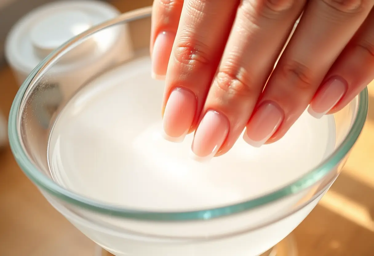 Acrylique trempée dans du solvant à l'acetone pour le retirer sans abîmer l'ongle naturel