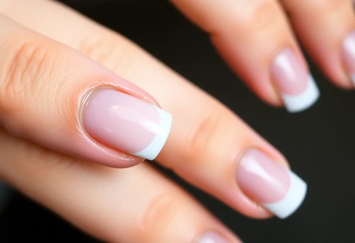 Ongles courts avec French tip bien exécutée