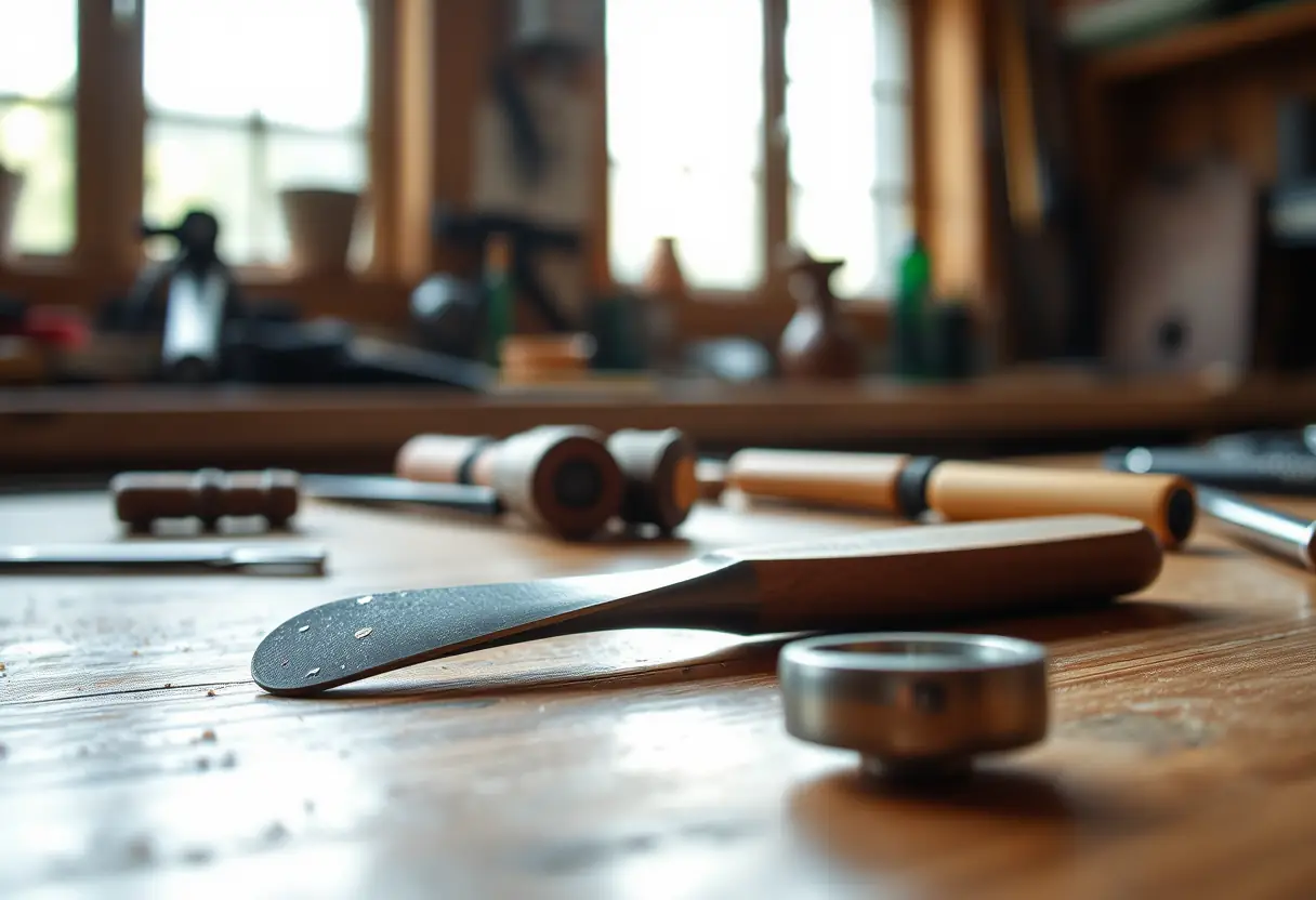 Vue rapprochée d'un lime à ongles usagé sur une table de travail à la maison