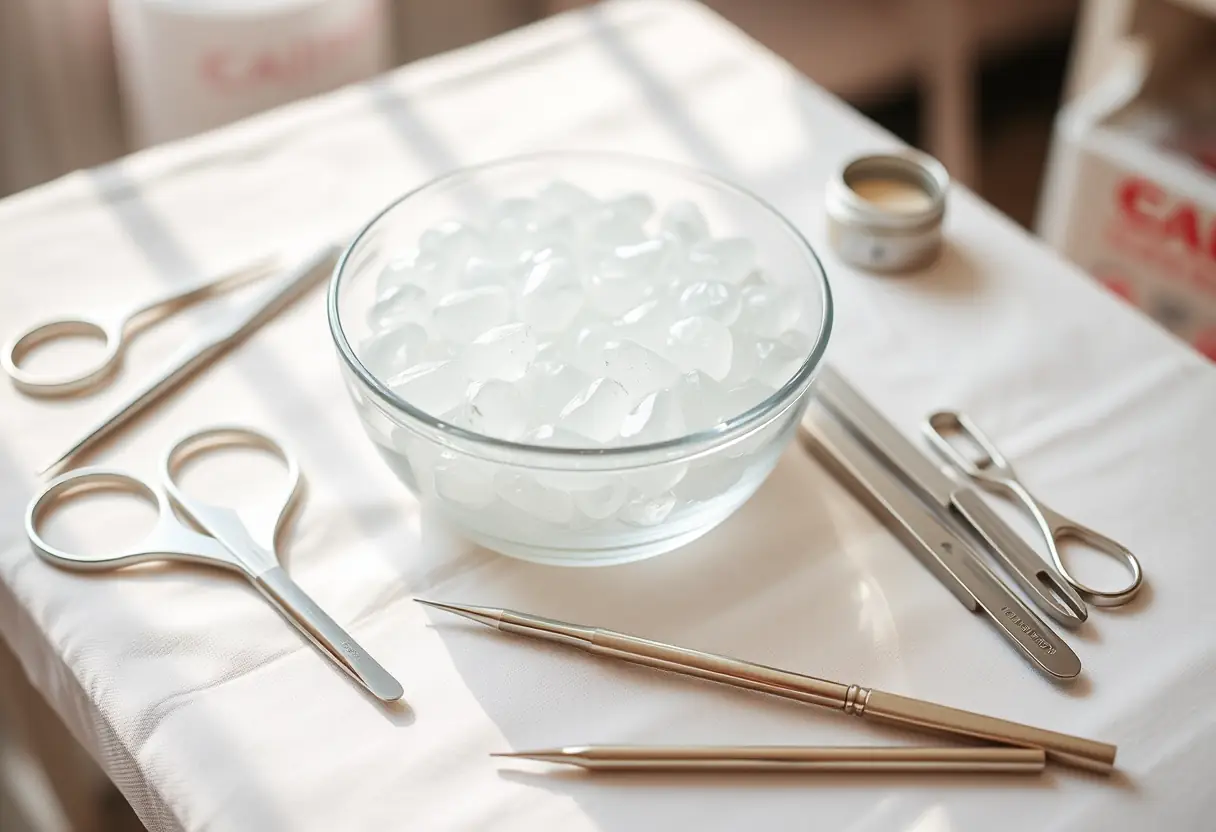 Polygel et outils dans un salon de manucure