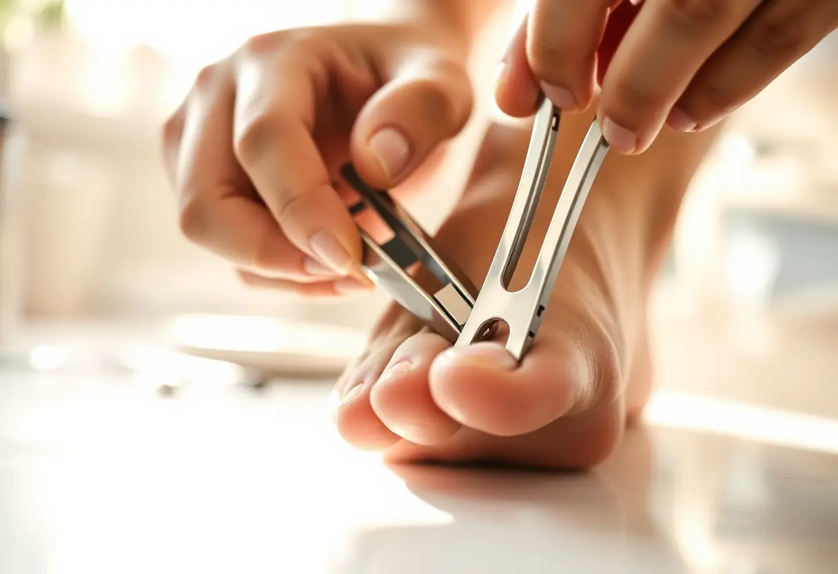 Soins des pieds au salon de manucure, lumière naturelle