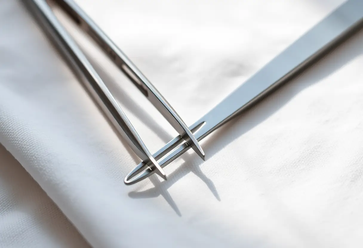 Outils stérilisés sur tissu blanc pour la pédicure médicale