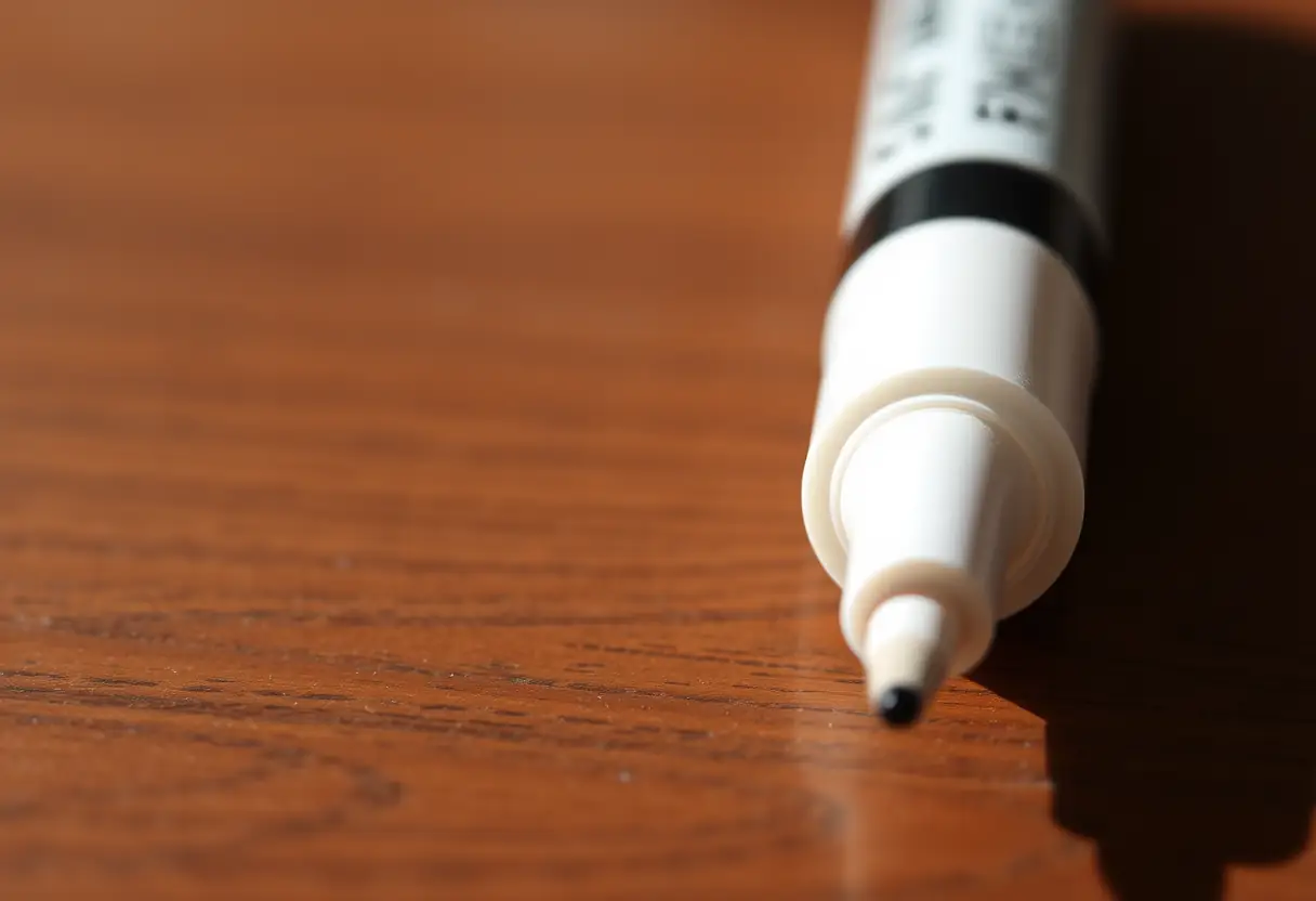 Crayon à pointe fine sur une table en bois, prêt à être utilisé pour la french manucure