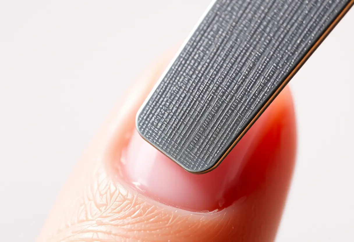 Un couteau à ongles en train de lisser une pâte à ongles, lumière naturelle