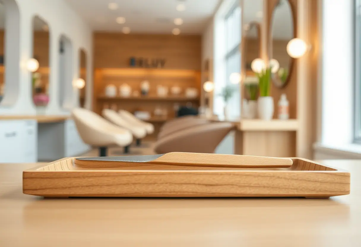Un kit de manucure sur une table dans un salon de beauté