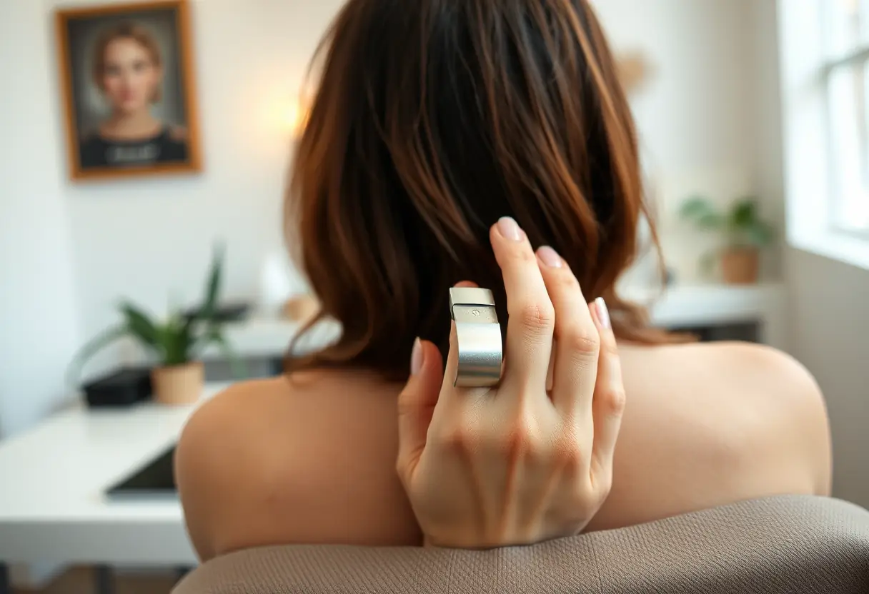 Guide métallique utilisé pour étendre l'ongle dans un salon de manucure