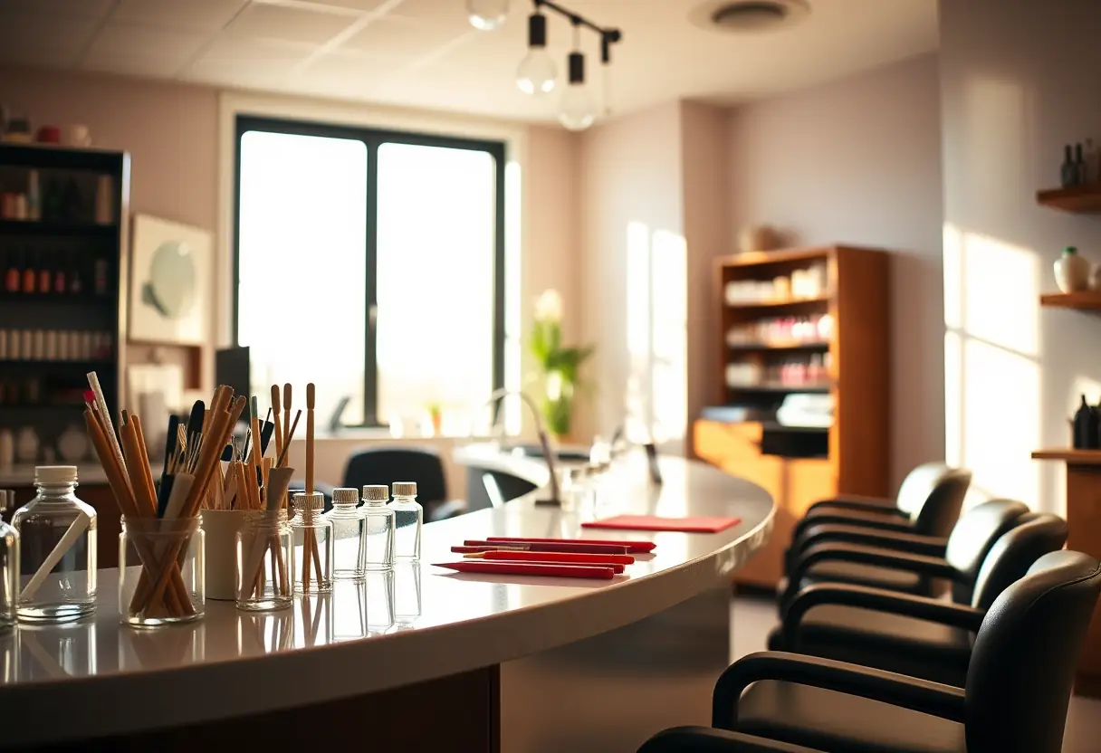 Outils de manucure dans un salon d'ongles