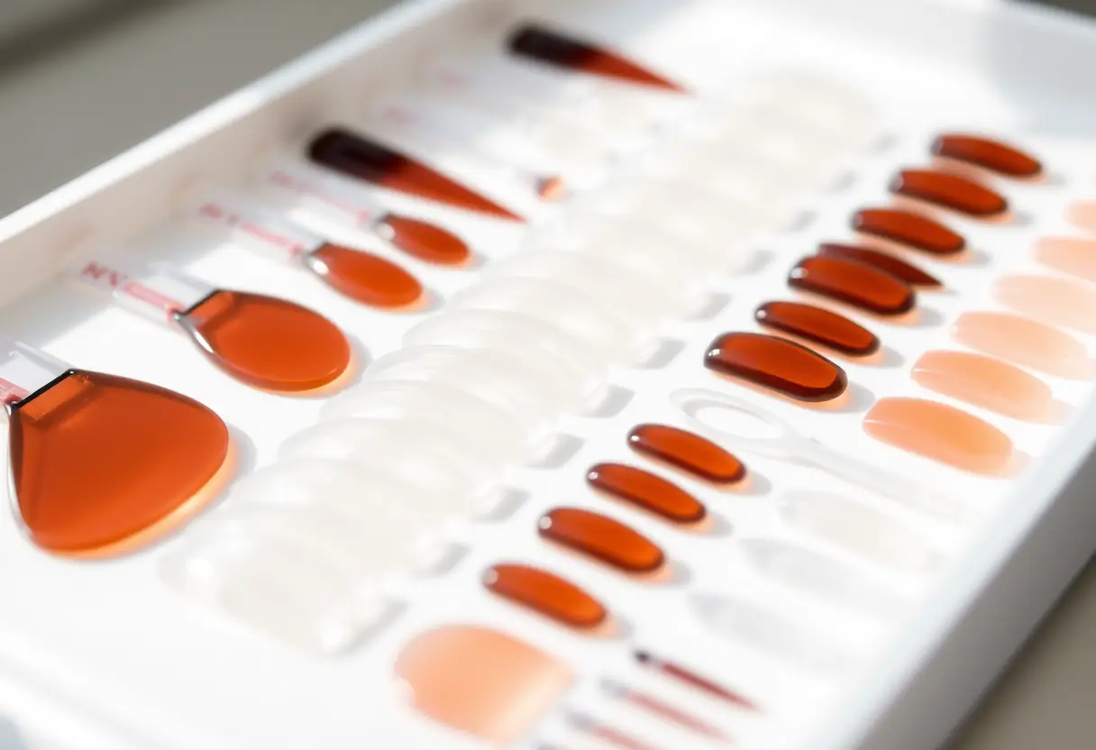Outils et gabarits en plastique utilisés pour créer des extensions d’ongles en gel