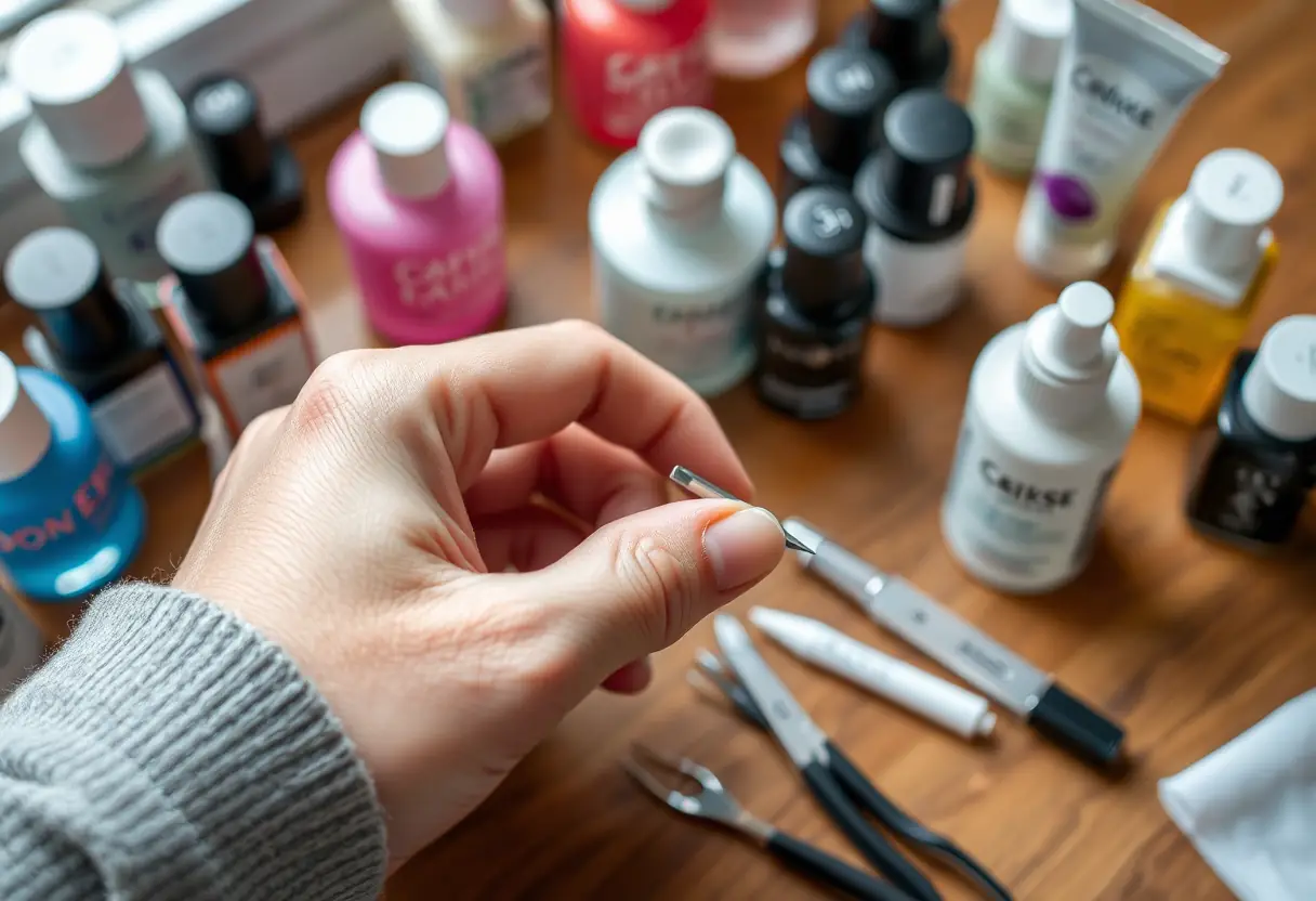 Ongles naturels : outils de soins sur une table de coiffeur