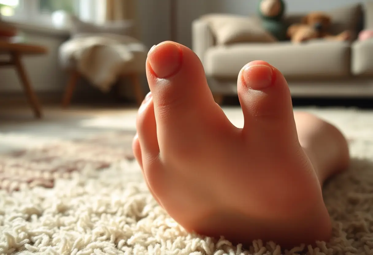Un ongle de pied bien entretenu et allongé dans un intérieur accueillant
