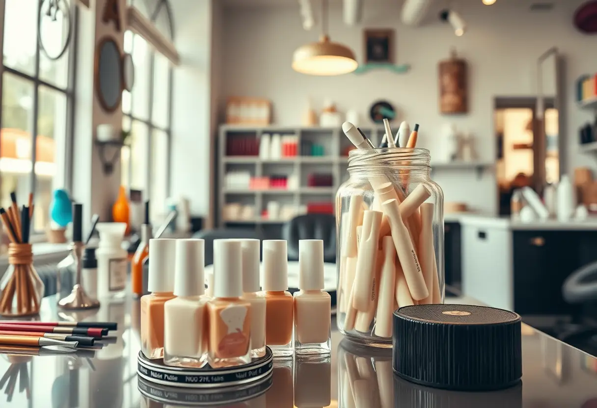 Outils de manucure dans un salon d'ongles pour le style baby boomer