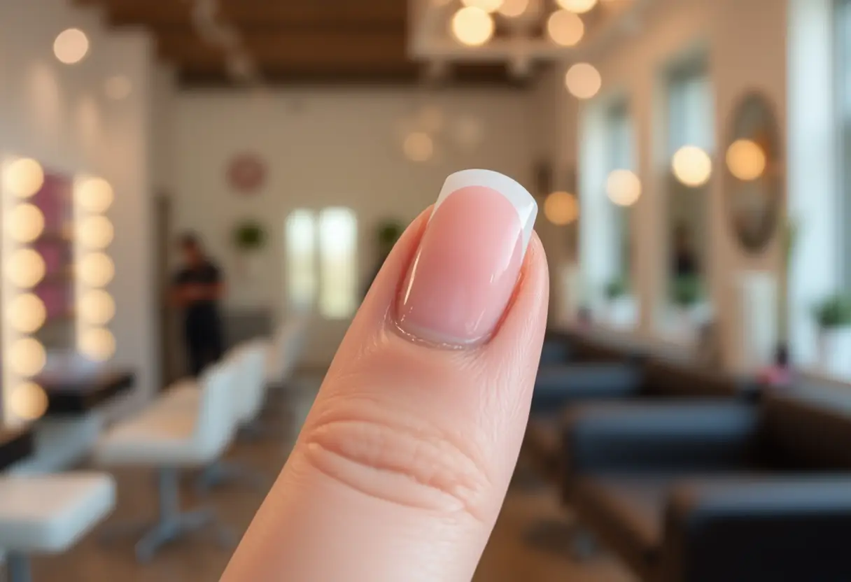 Ongles naturels polis avec dégradé subtil, salon de coiffure, beauté des ongles