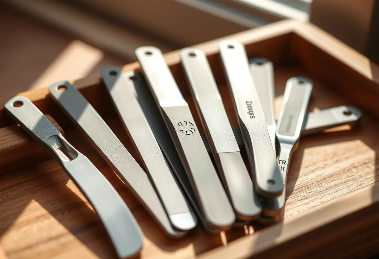 Outils de manucure bien rangés sous la lumière naturelle