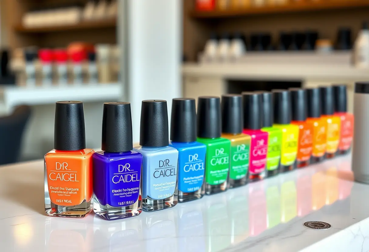 Bouteilles de vernis à ongles colorées présentant des teintes estivales vibrantes