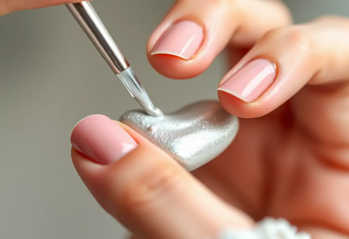 Application de pâte minérale sur les ongles, technique de manucure japonaise