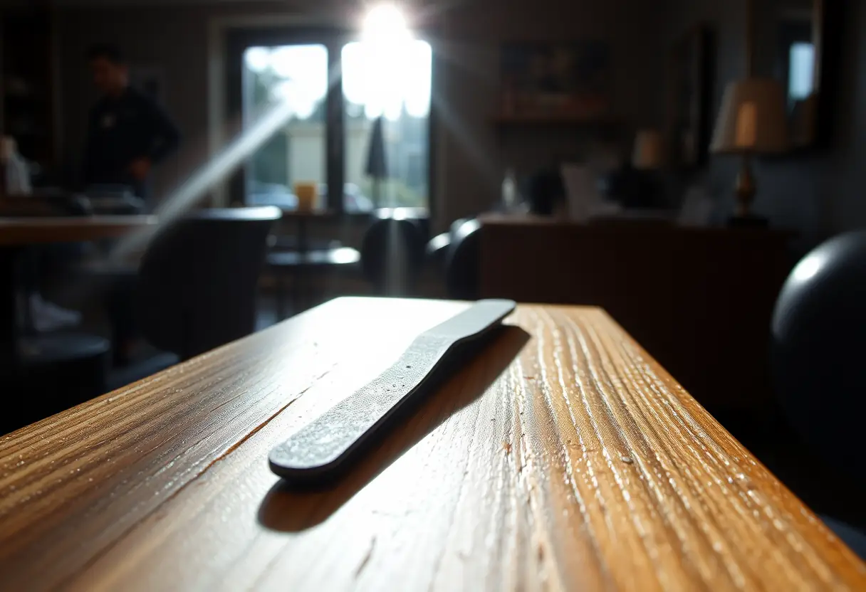 Outil de manucure sur une table, lumière naturelle