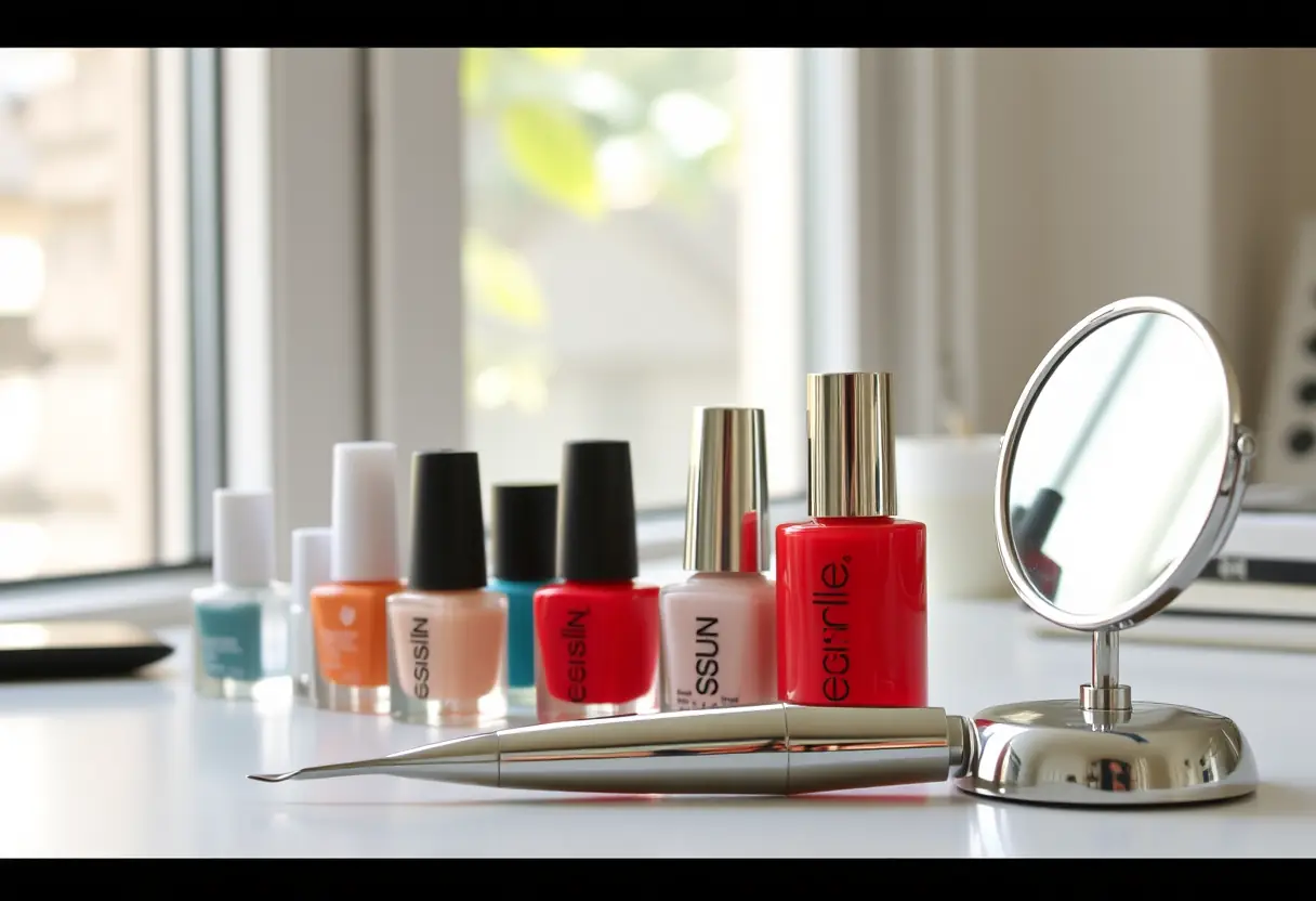 Outils et vernis pour effets chromés sur les ongles