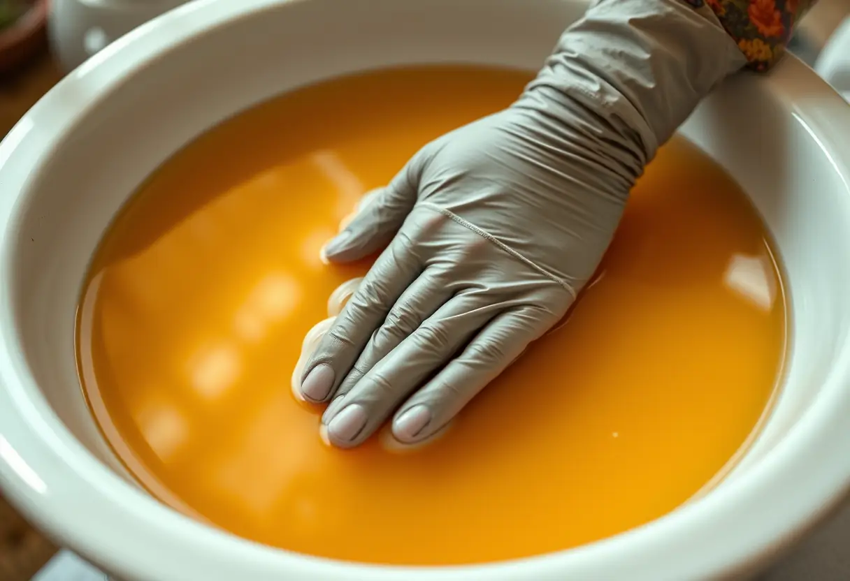 Mains d'une cliente massées délicatement pendant un bain d'huiles parfumées au salon de nail art