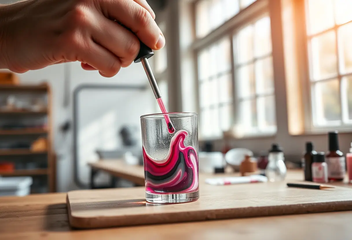 Mélange de vernis sur une étagère lumineuse