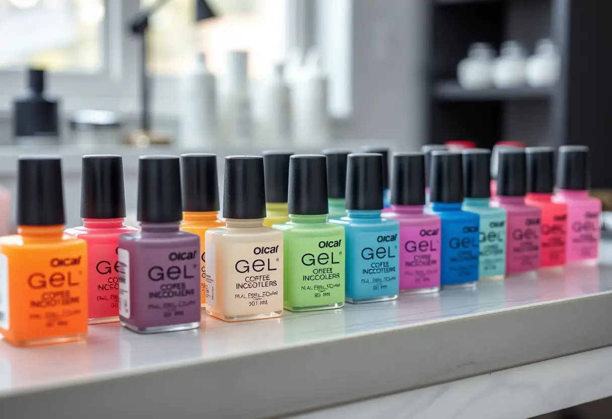 Bouteilles de gel pour ongles, diverses teintes, travail artisanal