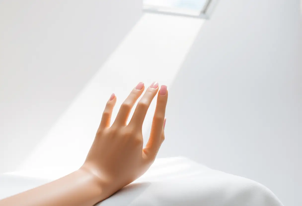 Un ongle gélifié poli sur une main mannequin