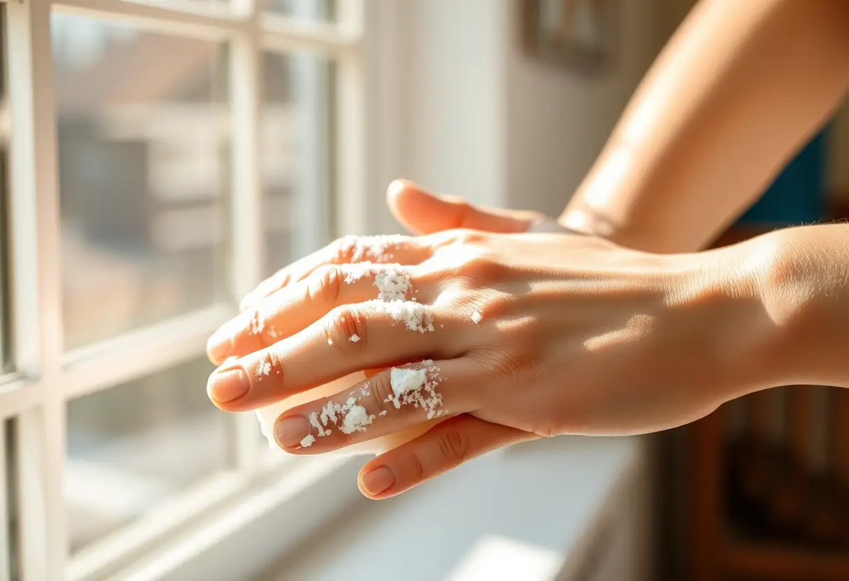Main de future mariée en train de se préparer, en train d'être polie pour sa manucure simple