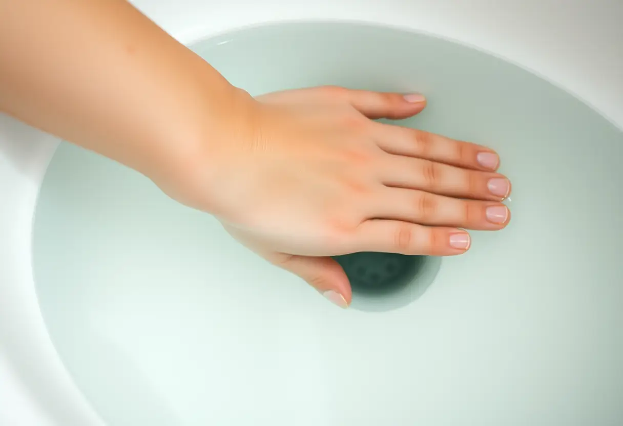Ongles Baby Boomer dans un lavabo de porcelaine