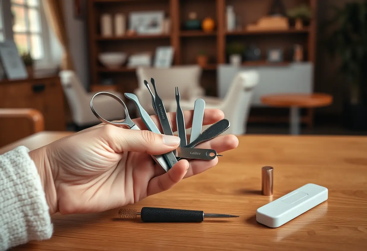 Un kit de manucure dans un salon de coiffure chaleureux