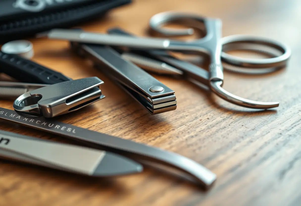 Outils de pédicure professionnels sur une table, pour des soins des pieds parfaits