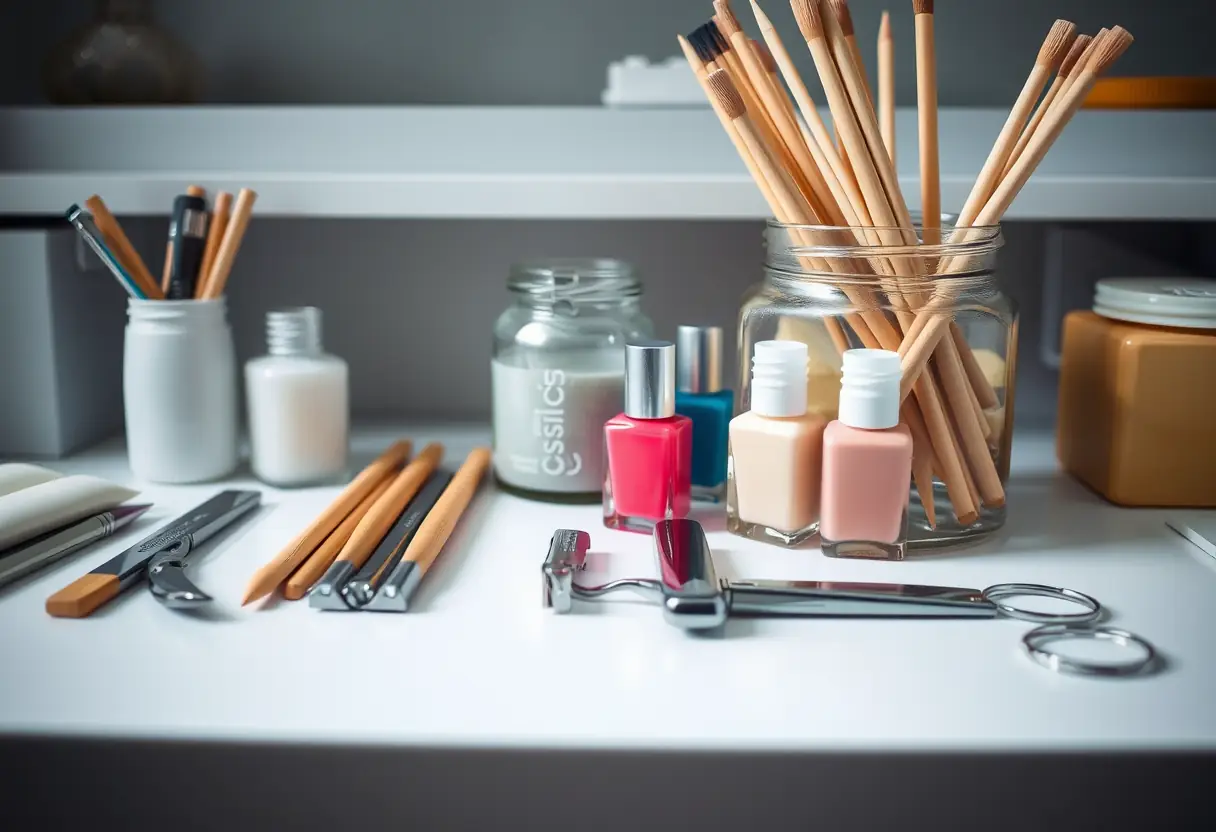 Station de manucure professionnelle avec outils diversifiés pour la pédicure esthétique