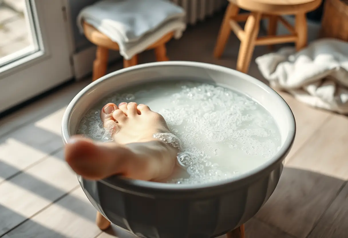 Soins des pieds avec bicarbonate, pédicure maison