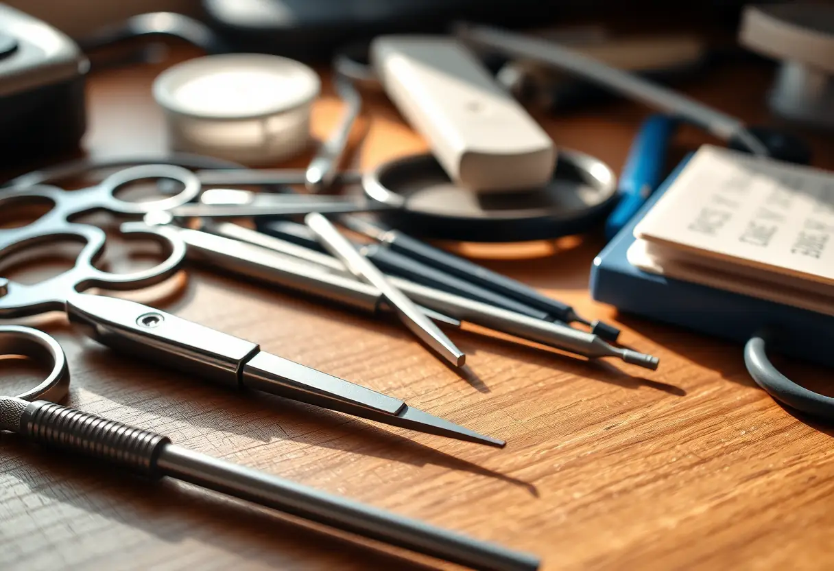 Instruments de podologie sur un bureau