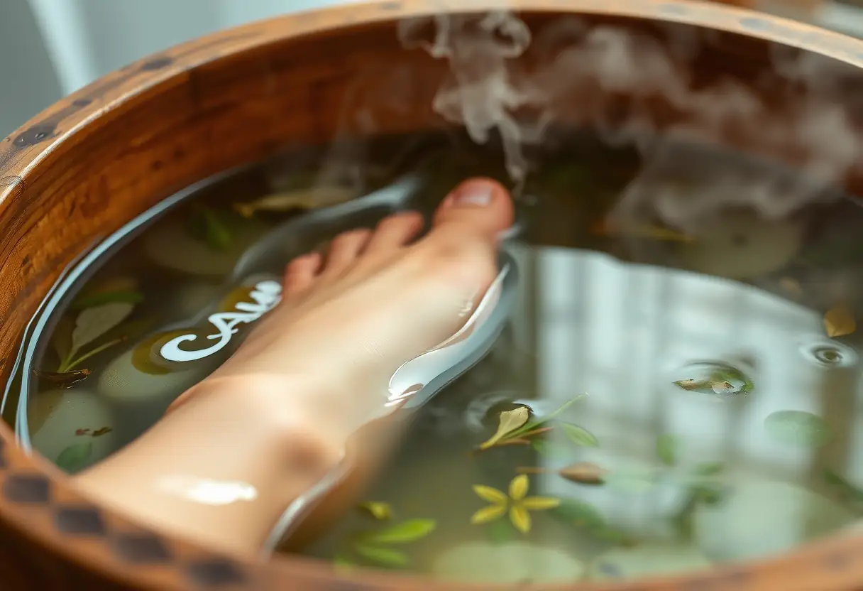 Un pied dans un bain aux herbes parfumées à Porrentruy