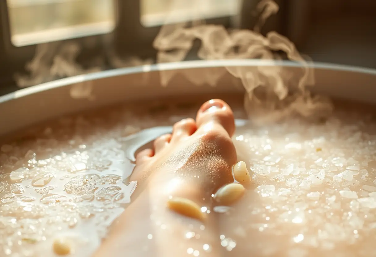 Soins du pied avec bains aux sels aromatiques, beauté et bien-être
